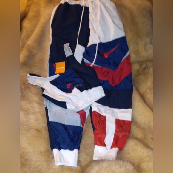 Handmade Scarlett Orange Air Jordan Nike Upcycled Jogger set top bottom set S/M - Picture 1 of 8